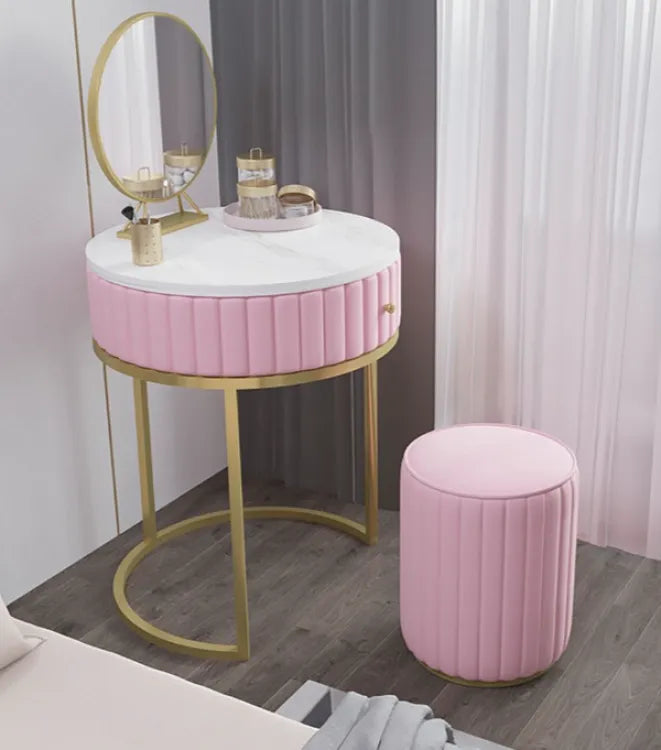 Elegant Dressing Table Set with Tufted Stool(Without Mirror)