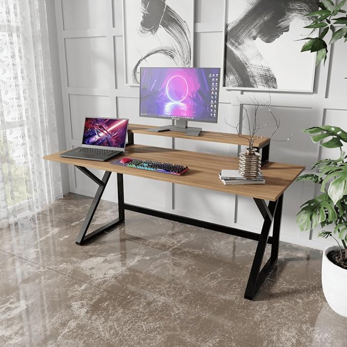 Computer Table with Top Shelves for Home & Office