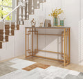 Modern Console Table, Narrow Entryway Table with Geometric Golden Frame