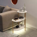 Luxury 3 Layer Living Room Side Table with Gold Metal Frame