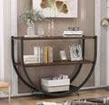 Entryway Table Metal Demilune-shape Textured Console Table