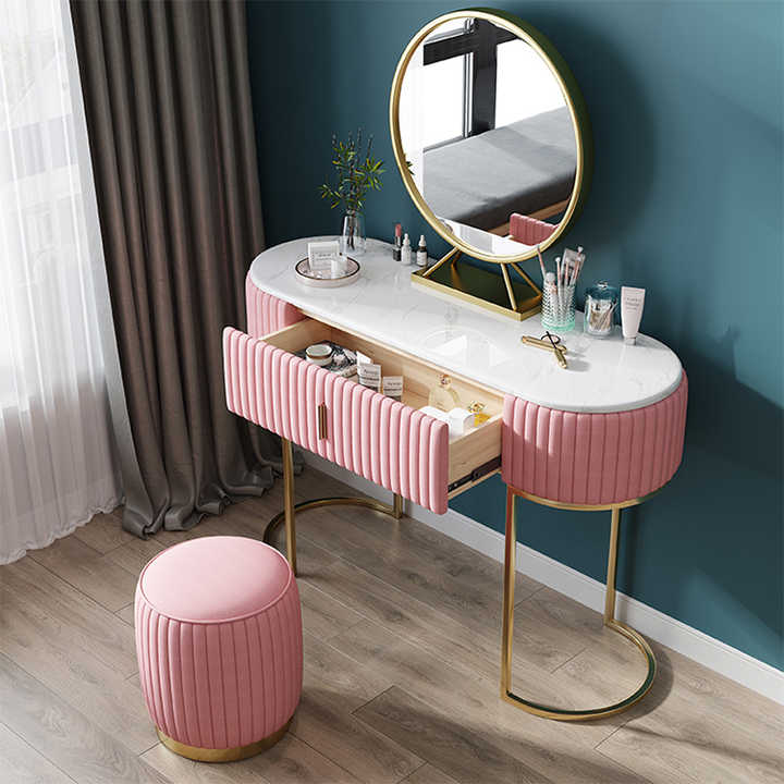 Luxurious Dressing Table Set with Vanity Tufted Stool (Without Mirror)