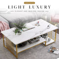 Luxury Two Layer Living Room Table with Gold Metal Frame - 92Bedding