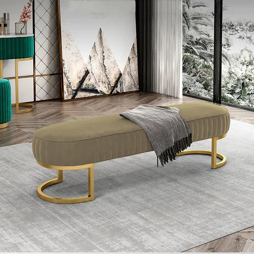 3 Seater Luxury Wooden Stool With Metal Stand